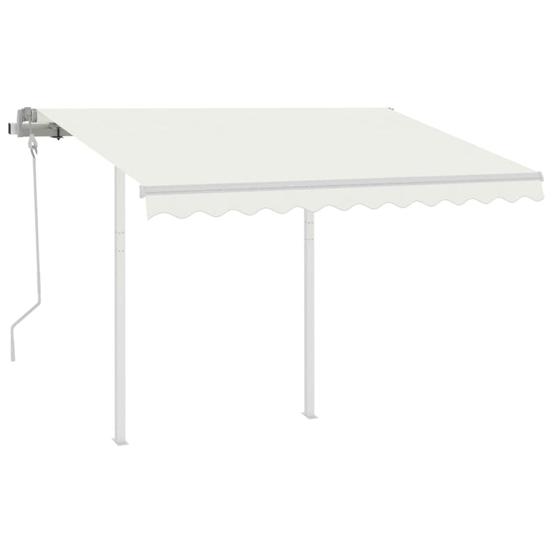 Manual Retractable Awning with Posts 3.5x2.5 m Cream