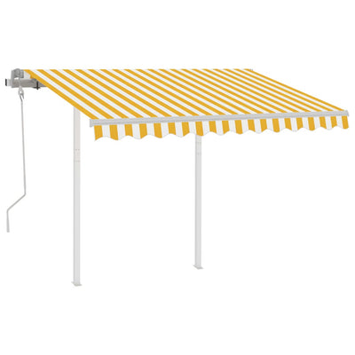 Manual Retractable Awning with Posts 3.5x2.5 m Yellow and White