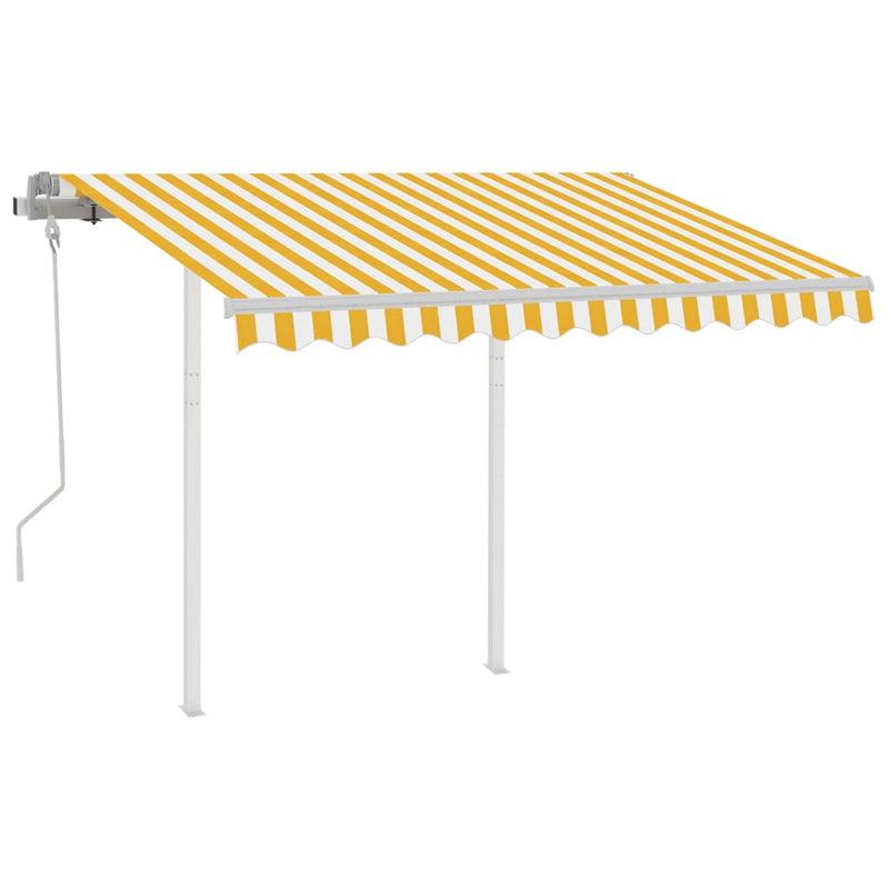 Manual Retractable Awning with Posts 3.5x2.5 m Yellow and White