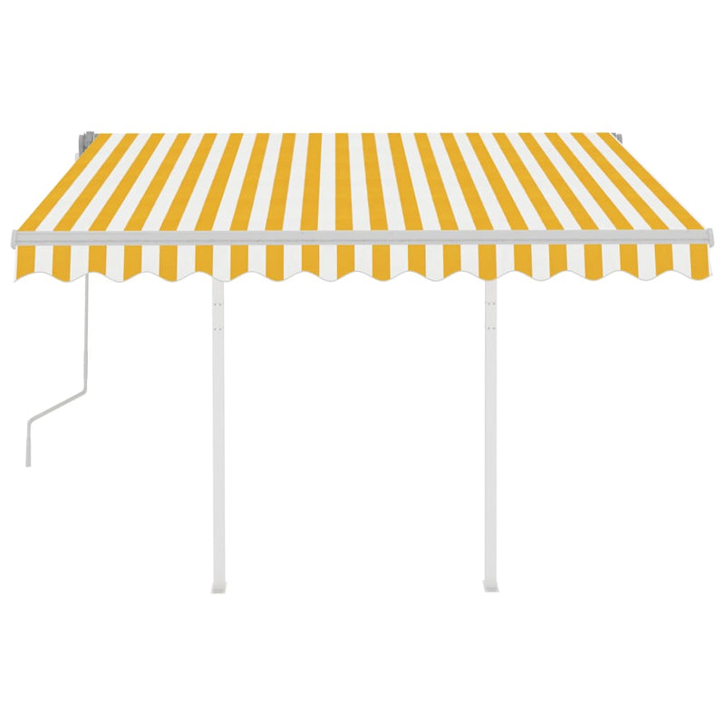 Manual Retractable Awning with Posts 3.5x2.5 m Yellow and White