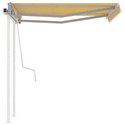 Manual Retractable Awning with Posts 3.5x2.5 m Yellow and White