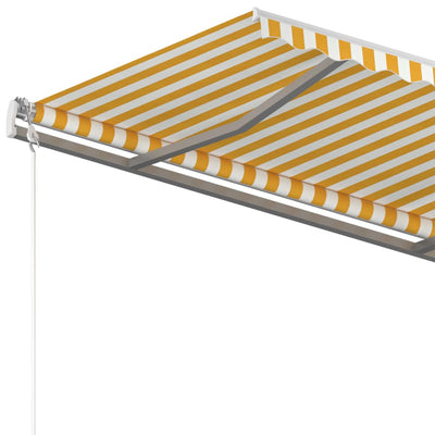 Manual Retractable Awning with Posts 3.5x2.5 m Yellow and White