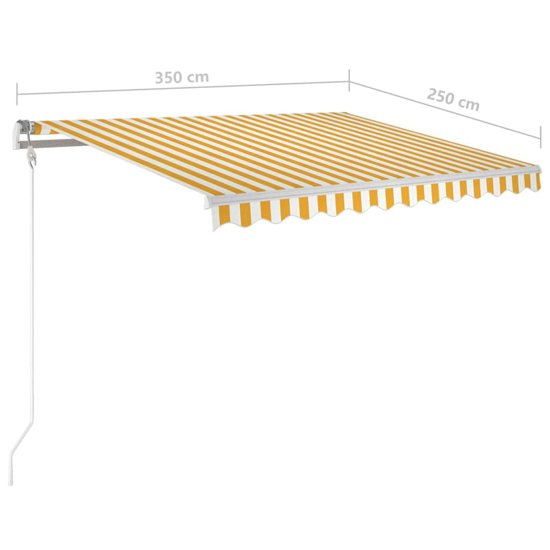 Manual Retractable Awning with Posts 3.5x2.5 m Yellow and White