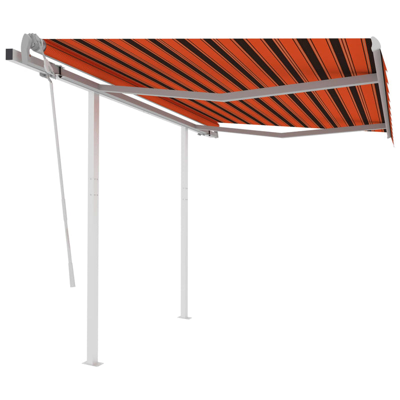 Manual Retractable Awning with Posts 3.5x2.5 m Orange and Brown