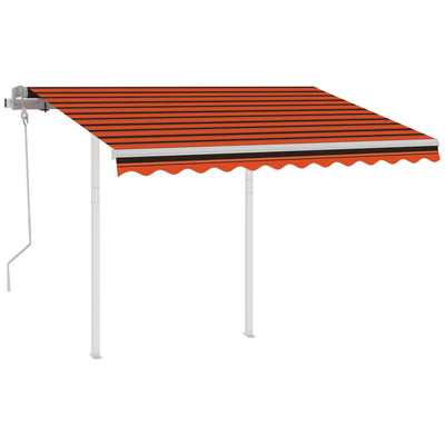 Manual Retractable Awning with Posts 3.5x2.5 m Orange and Brown