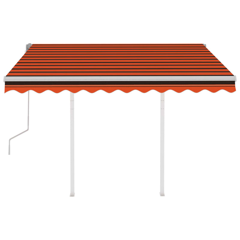 Manual Retractable Awning with Posts 3.5x2.5 m Orange and Brown