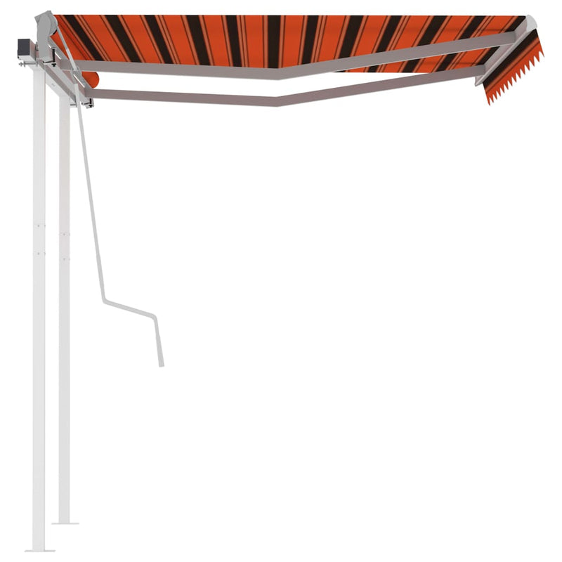 Manual Retractable Awning with Posts 3.5x2.5 m Orange and Brown