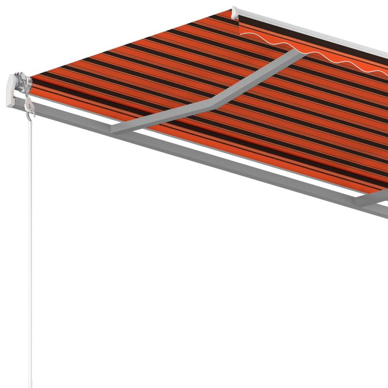 Manual Retractable Awning with Posts 3.5x2.5 m Orange and Brown