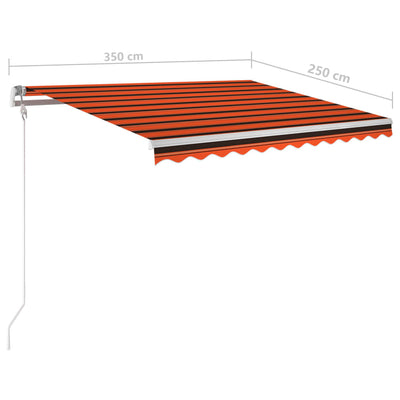 Manual Retractable Awning with Posts 3.5x2.5 m Orange and Brown