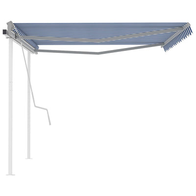 Manual Retractable Awning with Posts 4x3 m Blue and White