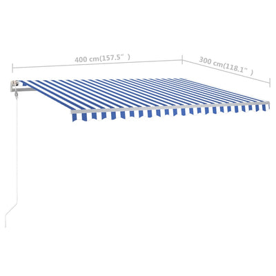 Manual Retractable Awning with Posts 4x3 m Blue and White