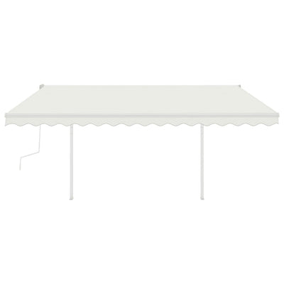 Manual Retractable Awning with Posts 4x3 m Cream