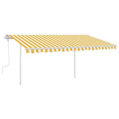 Manual Retractable Awning with Posts 4x3 m Yellow and White