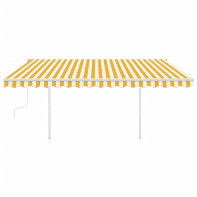 Manual Retractable Awning with Posts 4x3 m Yellow and White