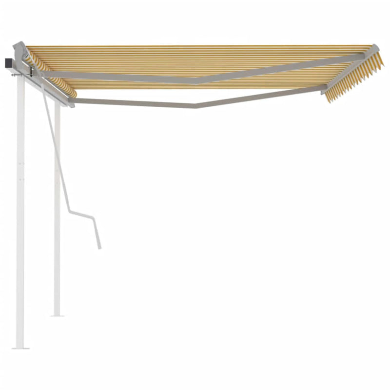 Manual Retractable Awning with Posts 4x3 m Yellow and White