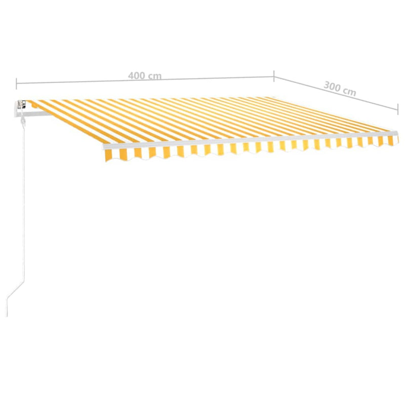 Manual Retractable Awning with Posts 4x3 m Yellow and White