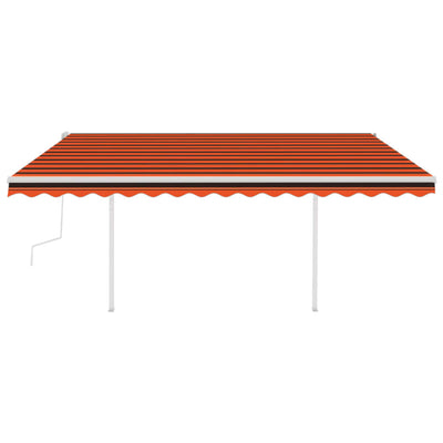 Manual Retractable Awning with Posts 4x3 m Orange and Brown