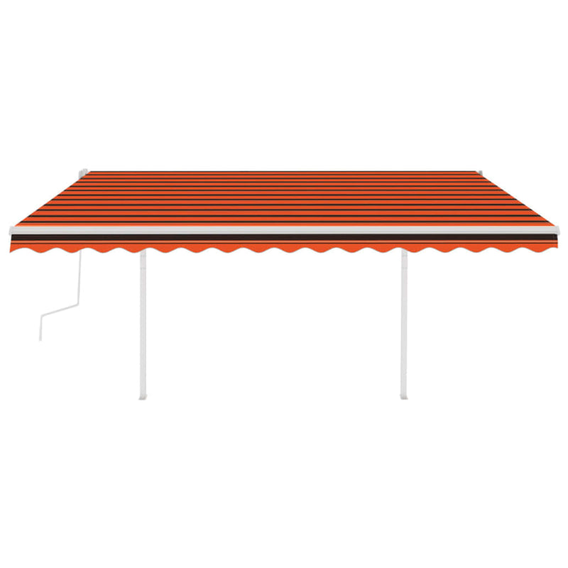 Manual Retractable Awning with Posts 4x3 m Orange and Brown