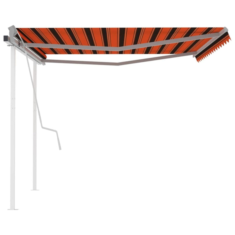 Manual Retractable Awning with Posts 4x3 m Orange and Brown