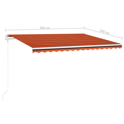 Manual Retractable Awning with Posts 4x3 m Orange and Brown