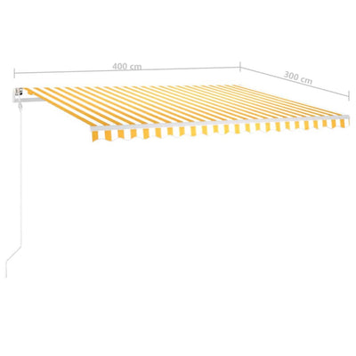 Manual Retractable Awning with LED 4x3 m Yellow and White