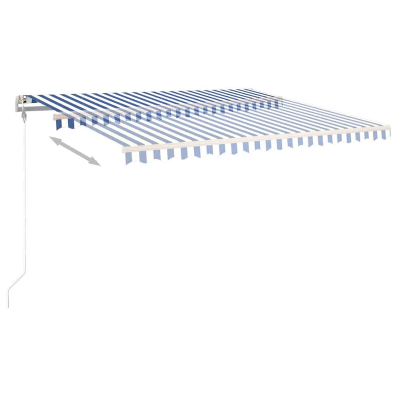 Manual Retractable Awning with Posts 4.5x3 m Blue and White