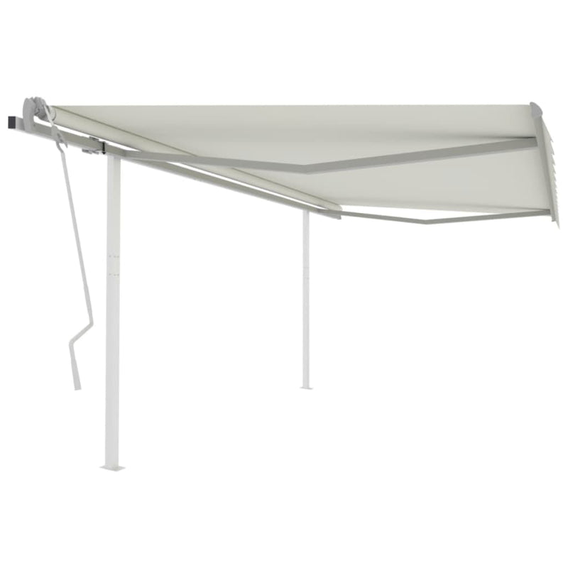 Manual Retractable Awning with Posts 4.5x3 m Cream