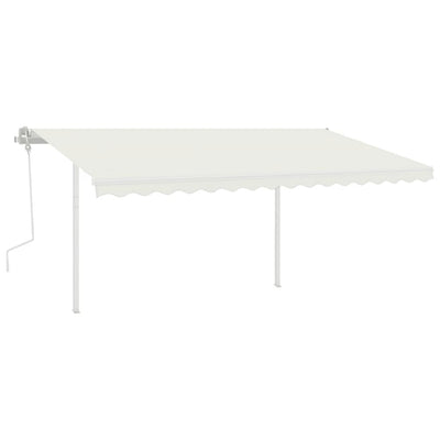 Manual Retractable Awning with Posts 4.5x3 m Cream