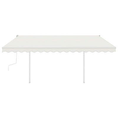 Manual Retractable Awning with Posts 4.5x3 m Cream