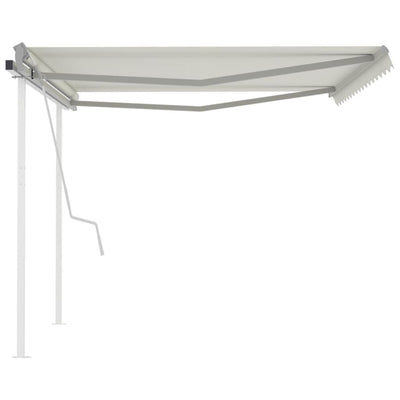 Manual Retractable Awning with Posts 4.5x3 m Cream