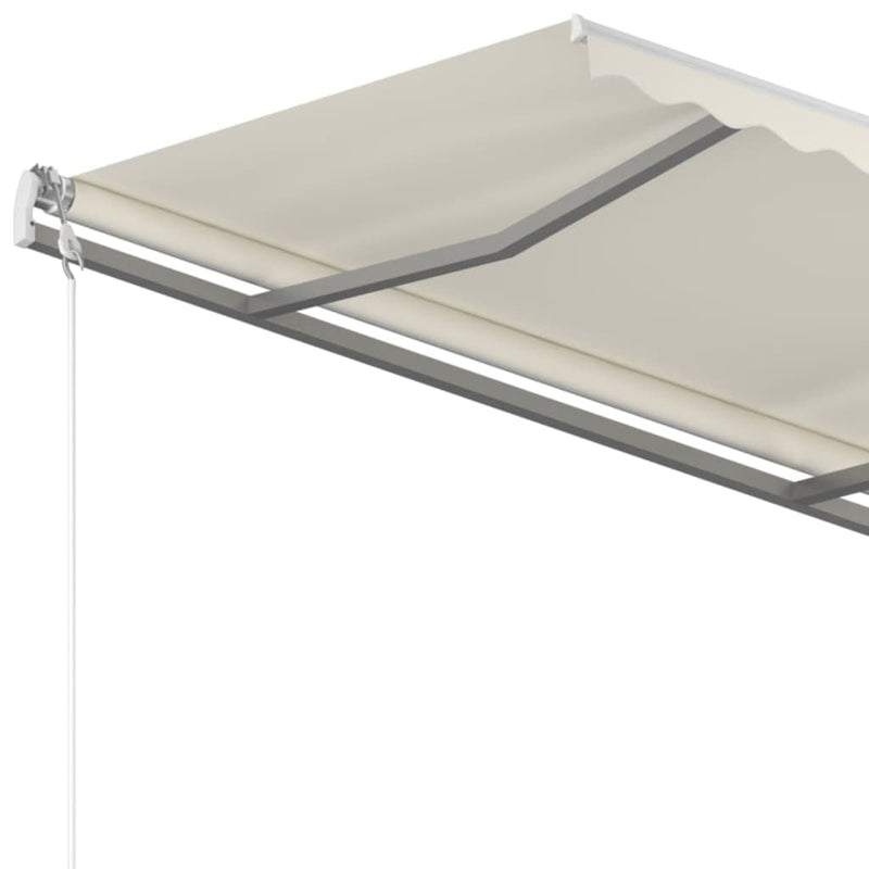 Manual Retractable Awning with Posts 4.5x3 m Cream