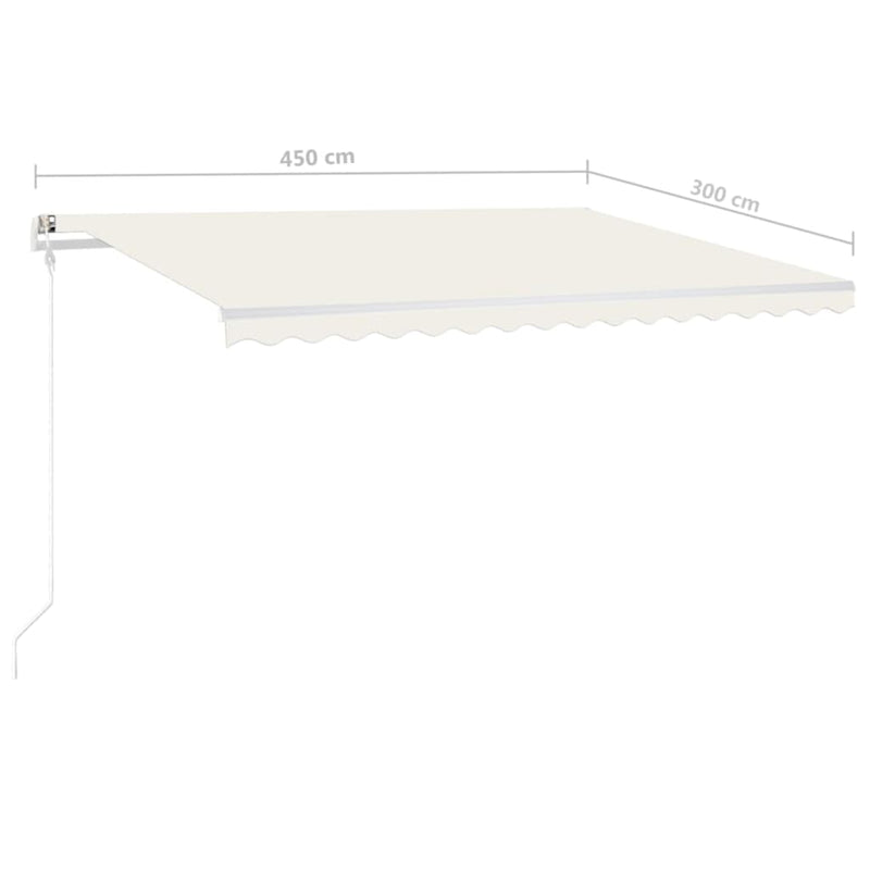 Manual Retractable Awning with Posts 4.5x3 m Cream