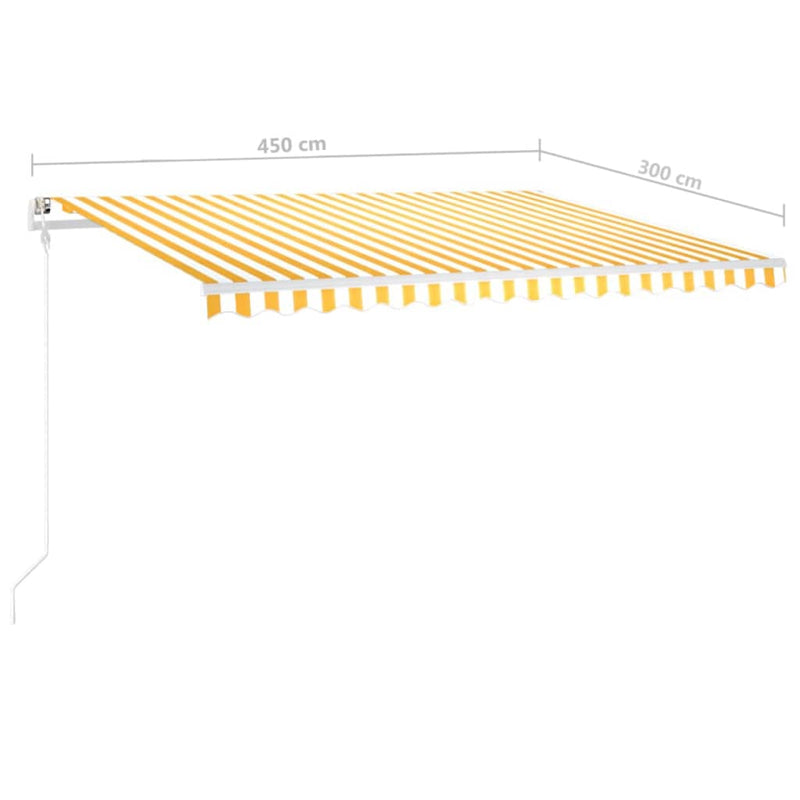 Manual Retractable Awning with Posts 4.5x3 m Yellow and White