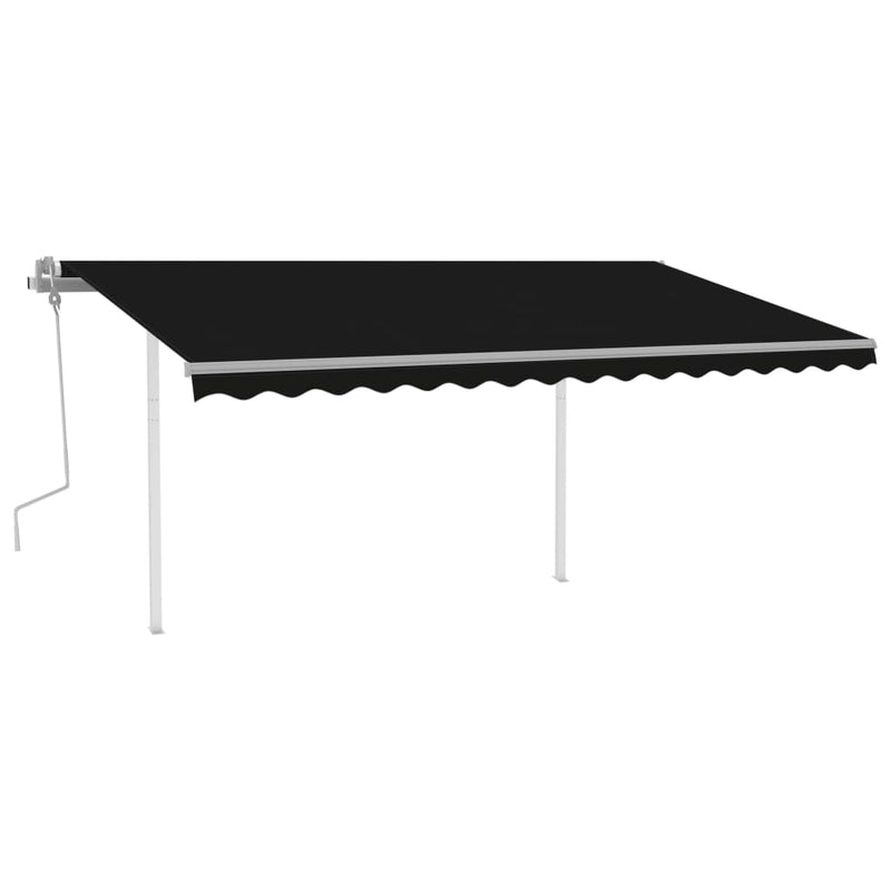 Manual Retractable Awning with Posts 4.5x3 m Anthracite