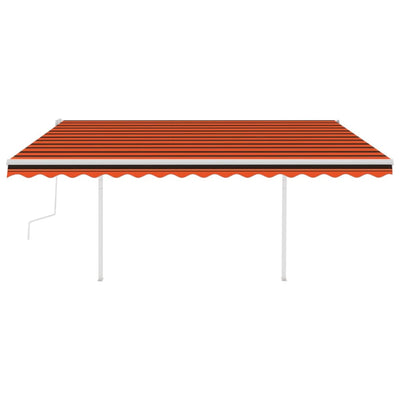 Manual Retractable Awning with Posts 4.5x3 m Orange and Brown