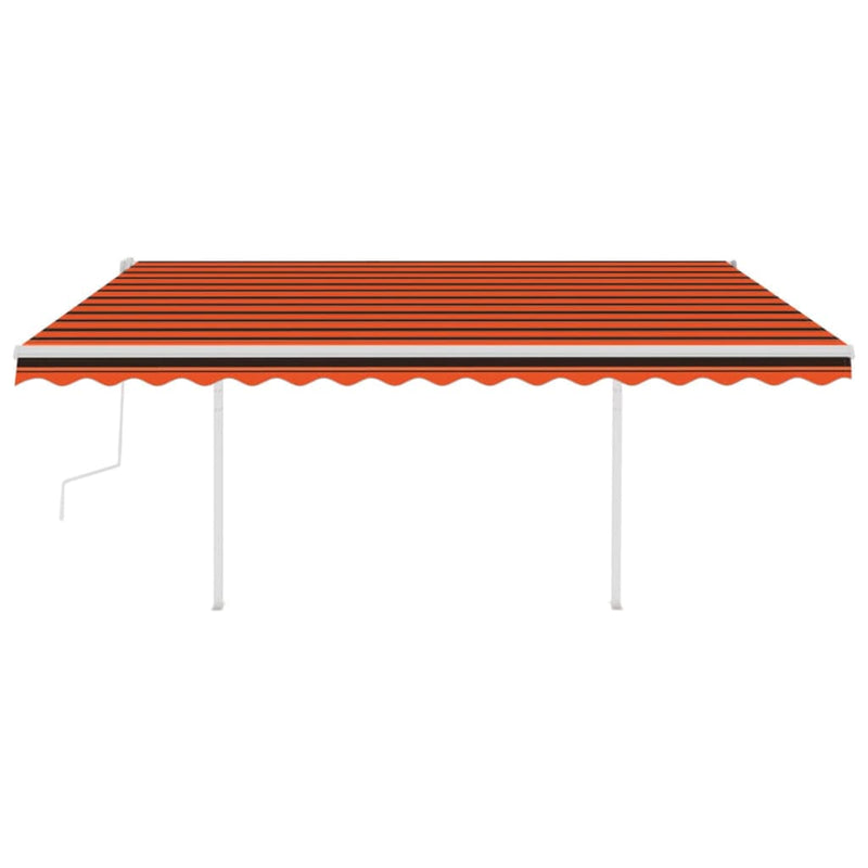 Manual Retractable Awning with Posts 4.5x3 m Orange and Brown