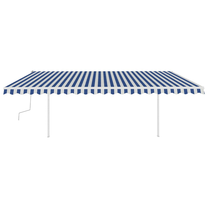 Manual Retractable Awning with Posts 5x3 m Blue and White