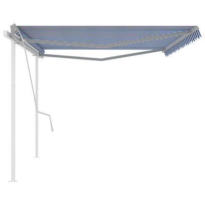 Manual Retractable Awning with Posts 5x3 m Blue and White