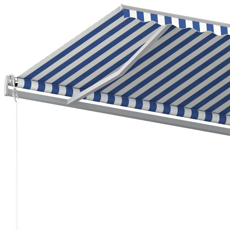 Manual Retractable Awning with Posts 5x3 m Blue and White