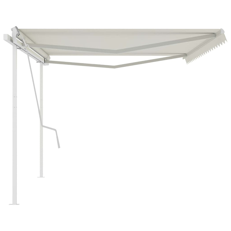 Manual Retractable Awning with Posts 5x3 m Cream