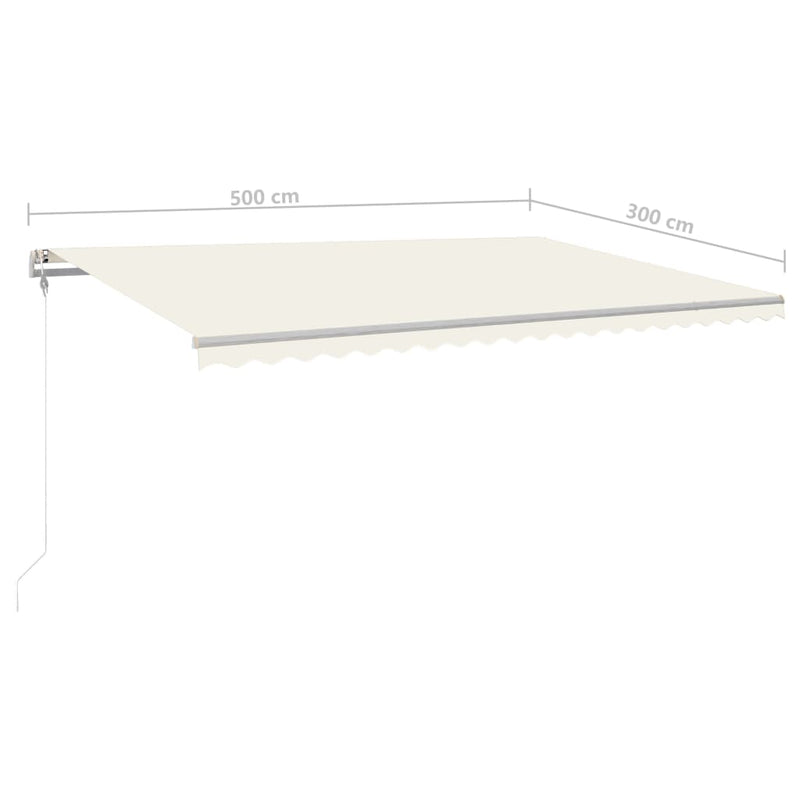 Manual Retractable Awning with Posts 5x3 m Cream