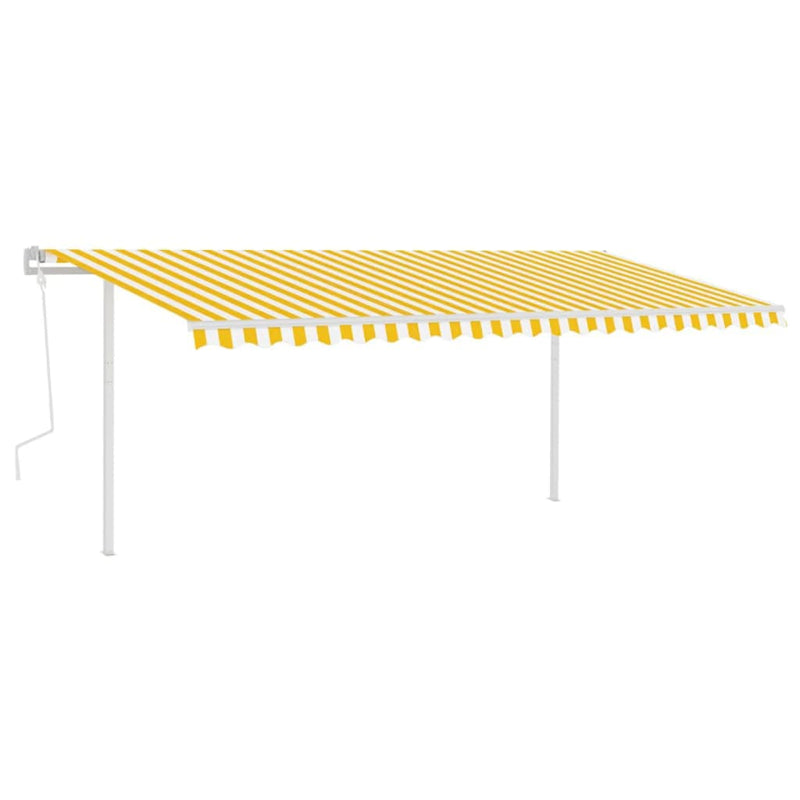 Manual Retractable Awning with Posts 5x3 m Yellow and White