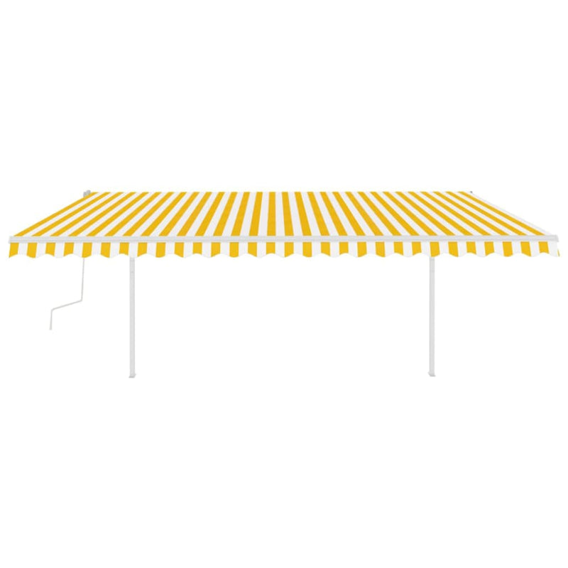 Manual Retractable Awning with Posts 5x3 m Yellow and White