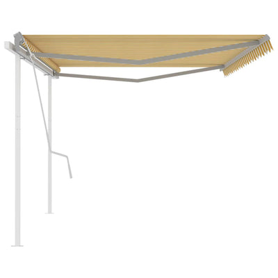 Manual Retractable Awning with Posts 5x3 m Yellow and White