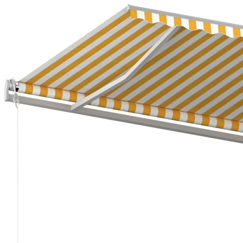 Manual Retractable Awning with Posts 5x3 m Yellow and White