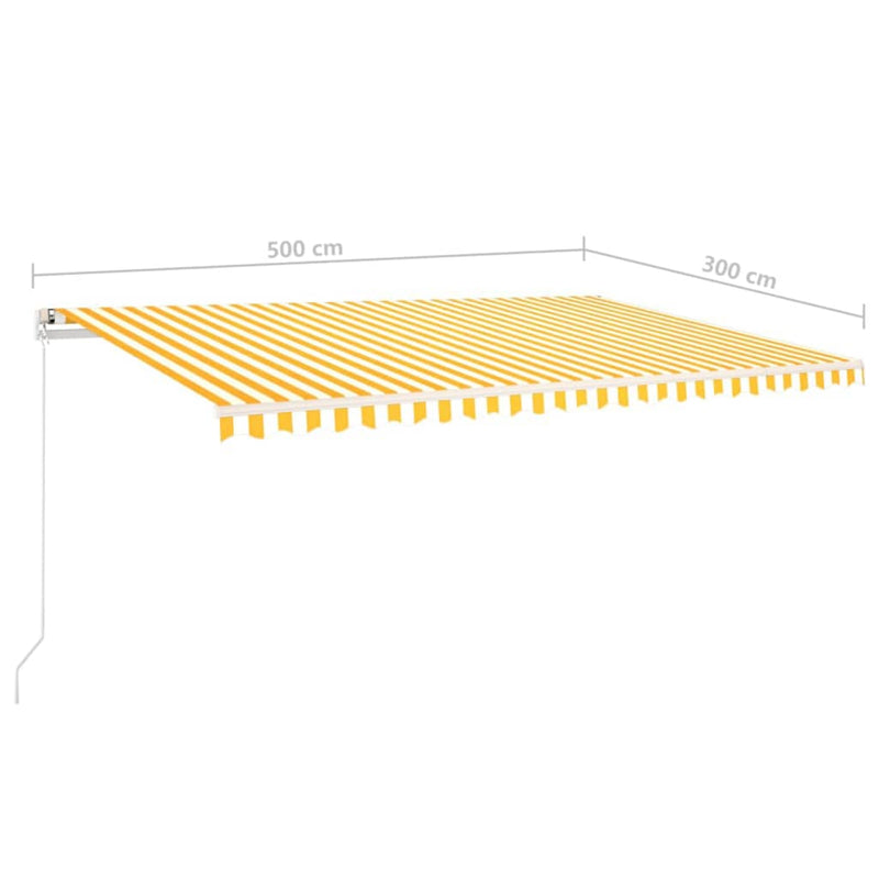 Manual Retractable Awning with Posts 5x3 m Yellow and White