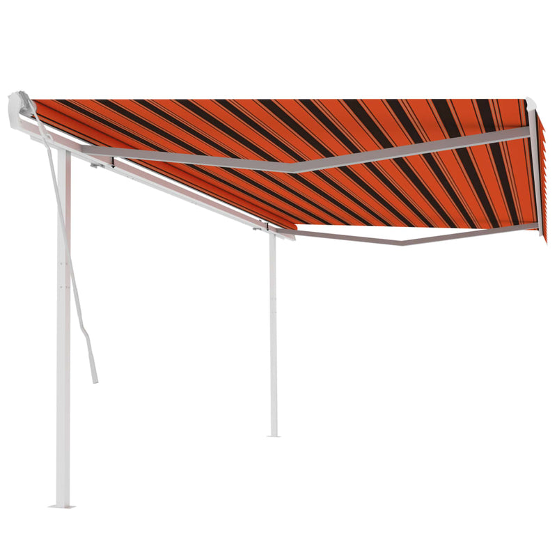 Manual Retractable Awning with Posts 5x3 m Orange and Brown