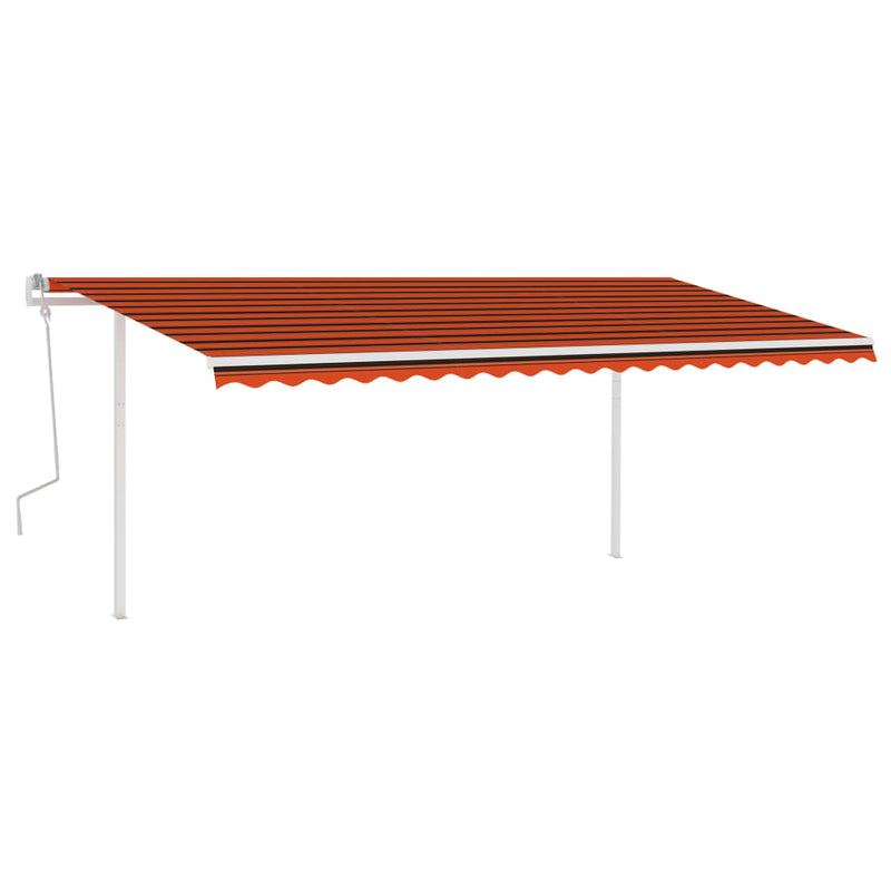 Manual Retractable Awning with Posts 5x3 m Orange and Brown