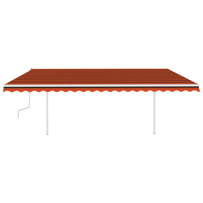 Manual Retractable Awning with Posts 5x3 m Orange and Brown