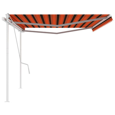 Manual Retractable Awning with Posts 5x3 m Orange and Brown